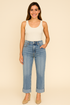 'Aria' High Waist Cuffed Jeans - Celes Fashion